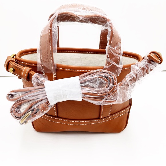💕H.P💕🆕{J. Crew}Rich Oak Leather Mini Montauk Tote Bag - Picture 8 of 14